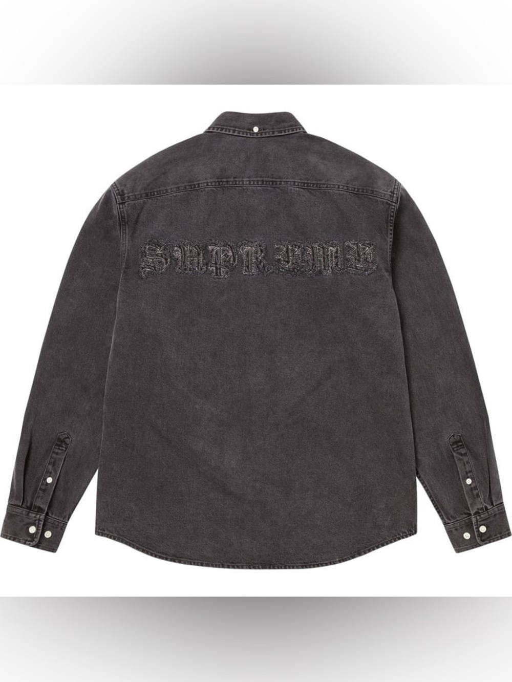 Supreme Appliqué Denim Shirt FW25 Black Button Up Cotton Men’s Size XL All cott